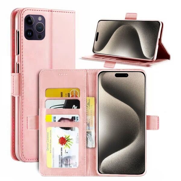 For Apple iPhone 15 Pro Max Wallet Case Flip Leather Card Slots Magnetic Stand Cover