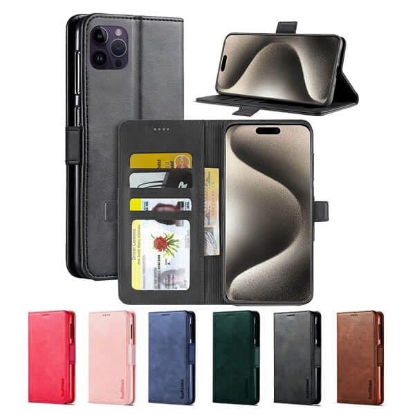 For Apple iPhone 15 Pro Max Wallet Case Flip Leather Card Slots Magnetic Stand Cover