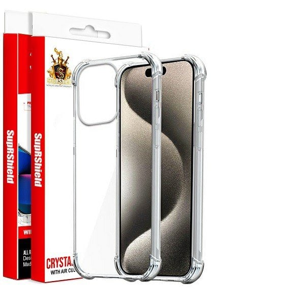 For Apple iPhone 15 Pro SupRShield Clear Case Shockproof Tough Gel Transparent Air Cushion Heavy Duty Phone Back Cover (Crystal Clear)