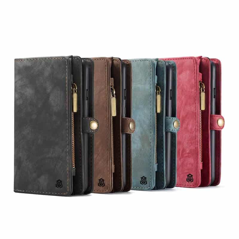 For Apple iPhone 15 Pro SupRShield Zipper & Detachable Retro Leather Pouch With Chain Wallet Flip Purse Bag Detachable Phone Case Cover