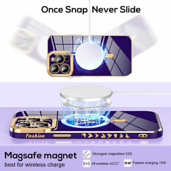 For Apple iPhone 151413 Pro Max Plus Butterfly Design MagSafe Magnetic Case with HaloLock Shockproof Protective Cover