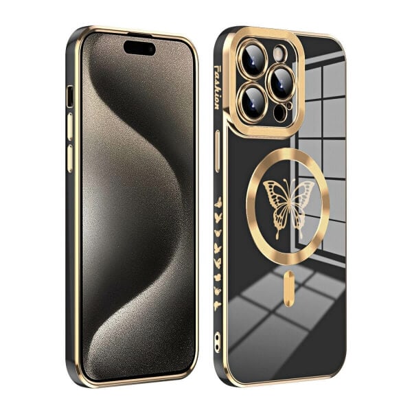For Apple iPhone 151413 Pro Max Plus Butterfly Design MagSafe Magnetic Case with HaloLock Shockproof Protective Cover