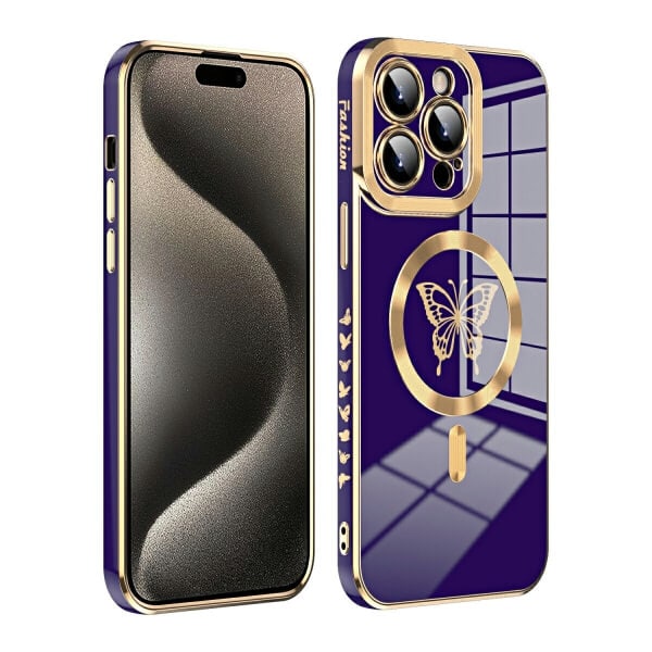 For Apple iPhone 151413 Pro Max Plus Butterfly Design MagSafe Magnetic Case with HaloLock Shockproof Protective Cover