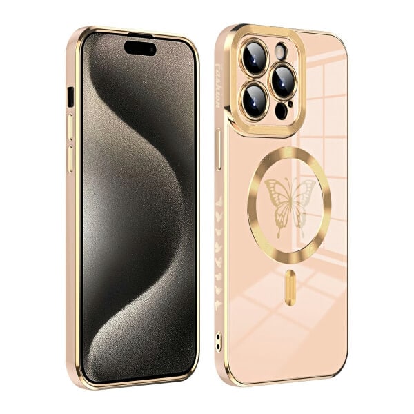For Apple iPhone 151413 Pro Max Plus Butterfly Design MagSafe Magnetic Case with HaloLock Shockproof Protective Cover
