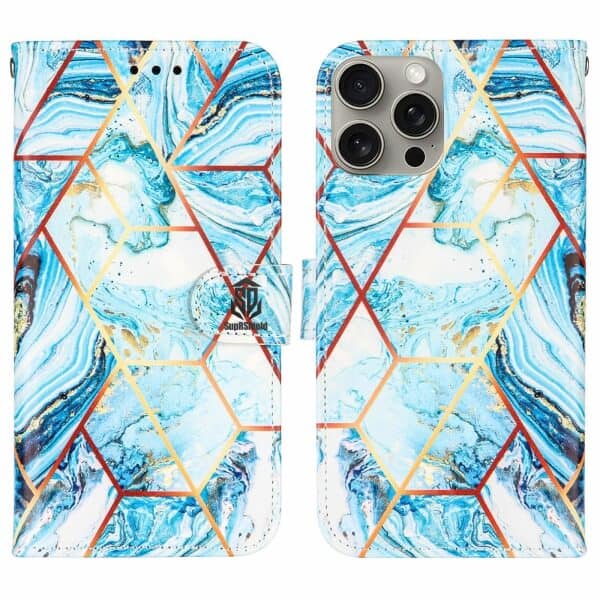 For Apple iPhone 1515 Pro15 Pro Max 15 Plus Case Fashion Marble Painting Pattern Flip Wallet Leather Card Slots Stand Cover