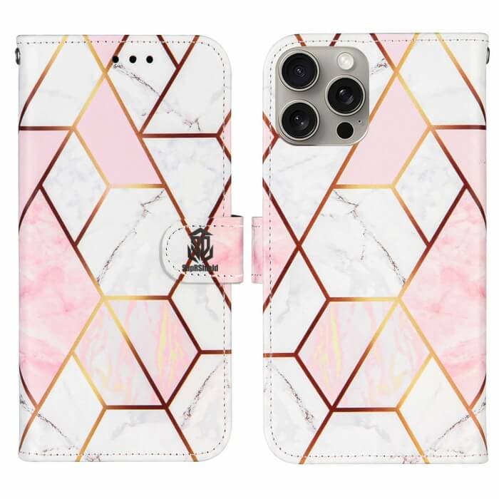 For Apple iPhone 1515 Pro15 Pro Max 15 Plus Case Fashion Marble Painting Pattern Flip Wallet Leather Card Slots Stand Cover