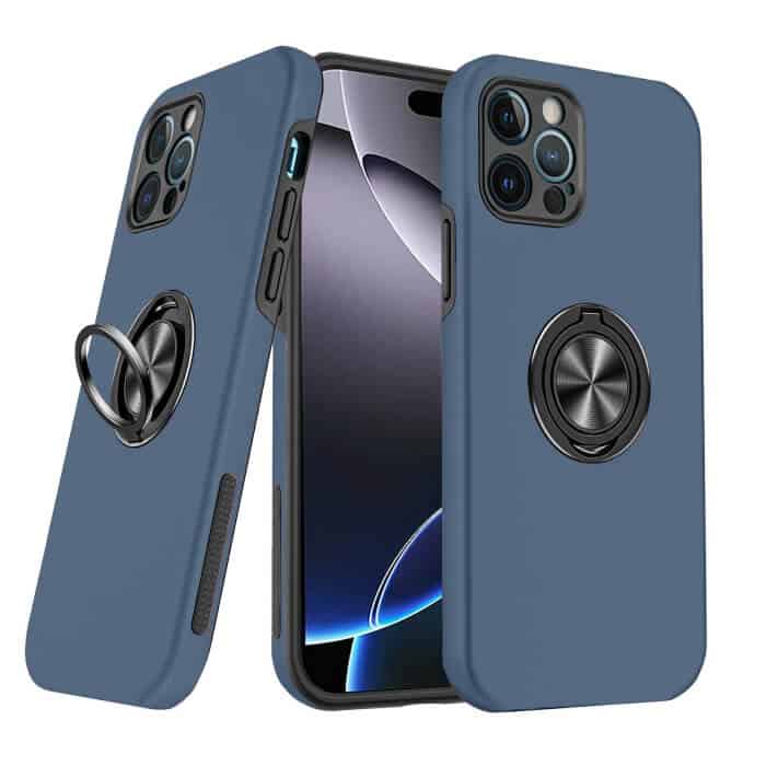 For Apple iPhone 16 16 Pro 16 Pro Max Plus Silicon With Ring Stand Shockproof Case Heavy Duty Protective Back Cover