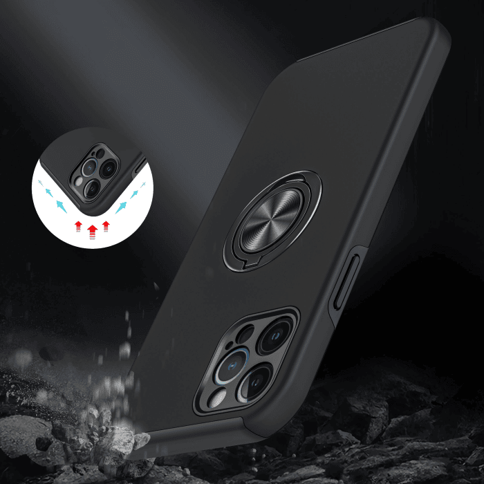 For Apple iPhone 16 16 Pro 16 Pro Max Plus Silicon With Ring Stand Shockproof Case Heavy Duty Protective Back Cover