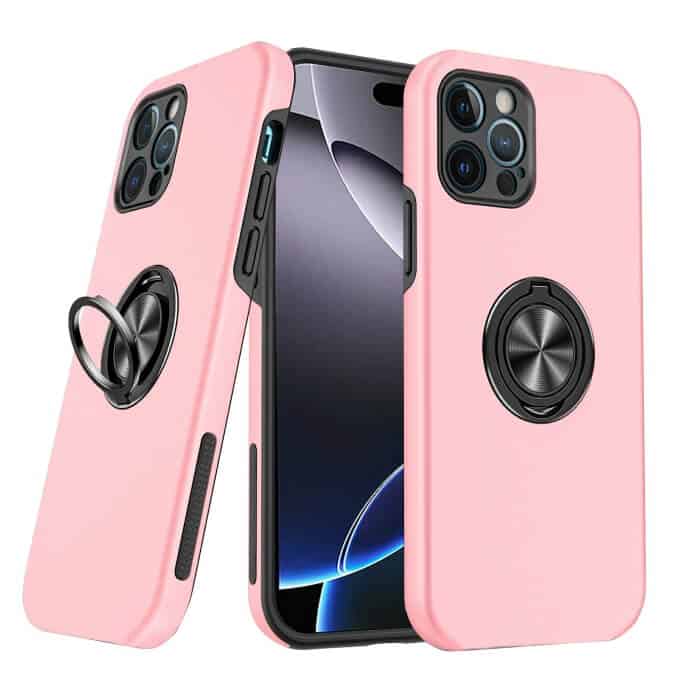 For Apple iPhone 16 16 Pro 16 Pro Max Plus Silicon With Ring Stand Shockproof Case Heavy Duty Protective Back Cover
