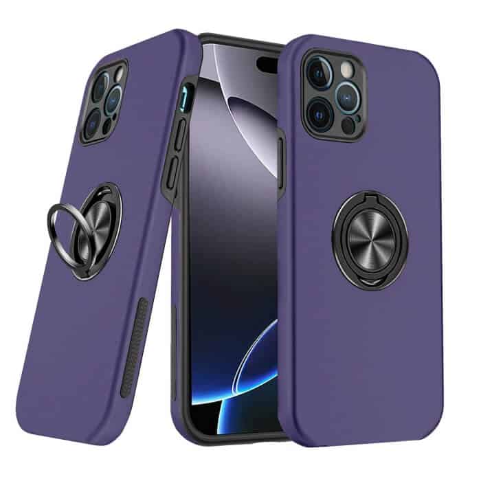 For Apple iPhone 16 16 Pro 16 Pro Max Plus Silicon With Ring Stand Shockproof Case Heavy Duty Protective Back Cover