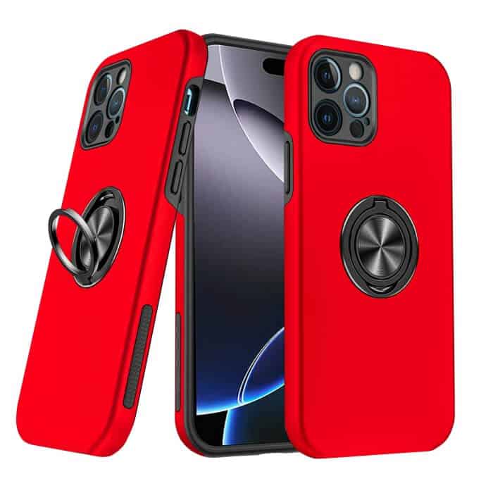 For Apple iPhone 16 16 Pro 16 Pro Max Plus Silicon With Ring Stand Shockproof Case Heavy Duty Protective Back Cover
