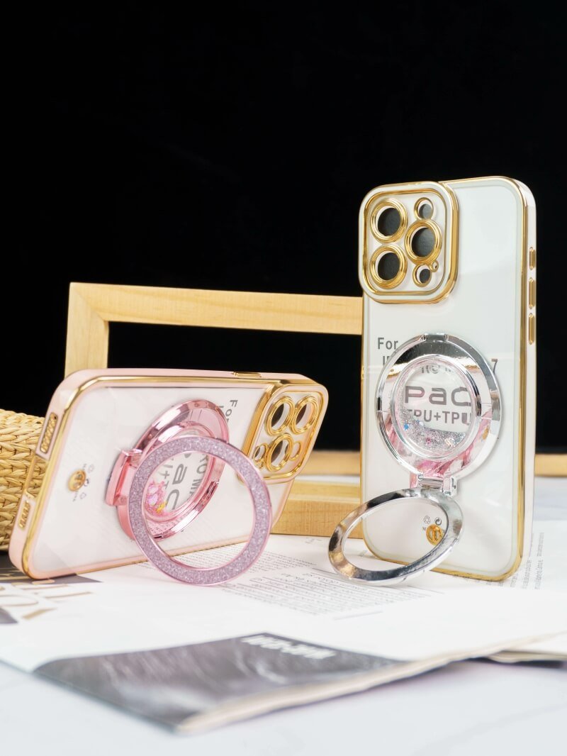 For Apple iPhone 16151413 Pro Max Plus Glitter Stand Case Shockproof Case Heavy Duty Protective Back Cover