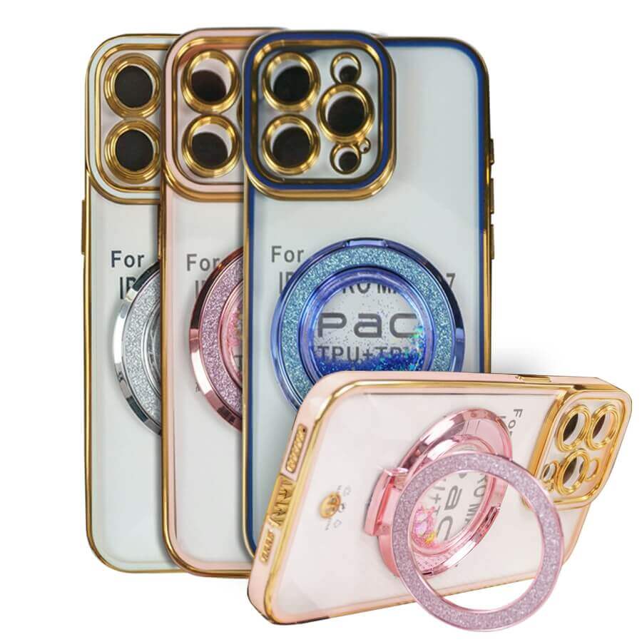 For Apple iPhone 16151413 Pro Max Plus Glitter Stand Case Shockproof Case Heavy Duty Protective Back Cover