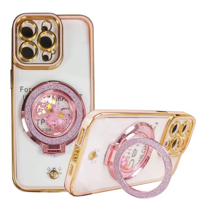 For Apple iPhone 16151413 Pro Max Plus Glitter Stand Case Shockproof Case Heavy Duty Protective Back Cover