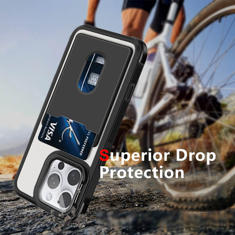 For Apple iPhone 16151413 Pro Max Plus Hard Back Wallet Card Holder Mobile Camera Stand Phone Case Cover