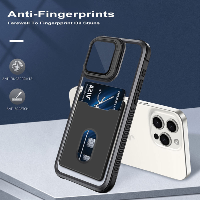 For Apple iPhone 16151413 Pro Max Plus Hard Back Wallet Card Holder Mobile Camera Stand Phone Case Cover