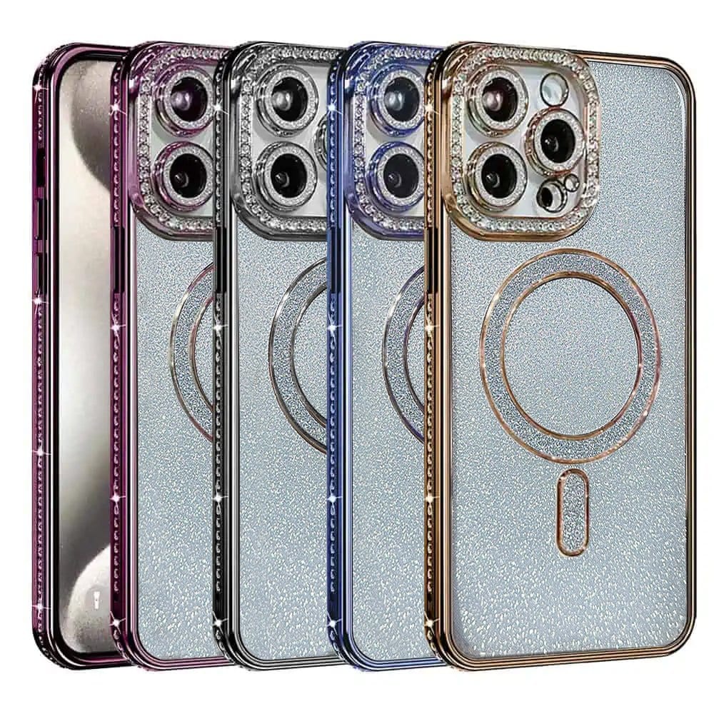 For Apple iPhone 1616 ProiPhone 16 Pro MaxiPhone 16 Plus Glitter Bling Diamond MagSafe Magnetic Case Cover