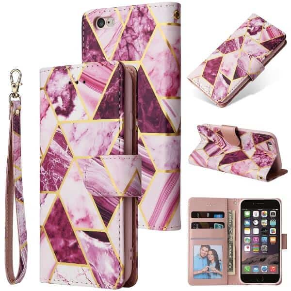 For Apple iPhone SE 2022/2020/8/7 Case Fashion Marble Painting Pattern Flip Wallet Case Leather Card Slots Stand Cover