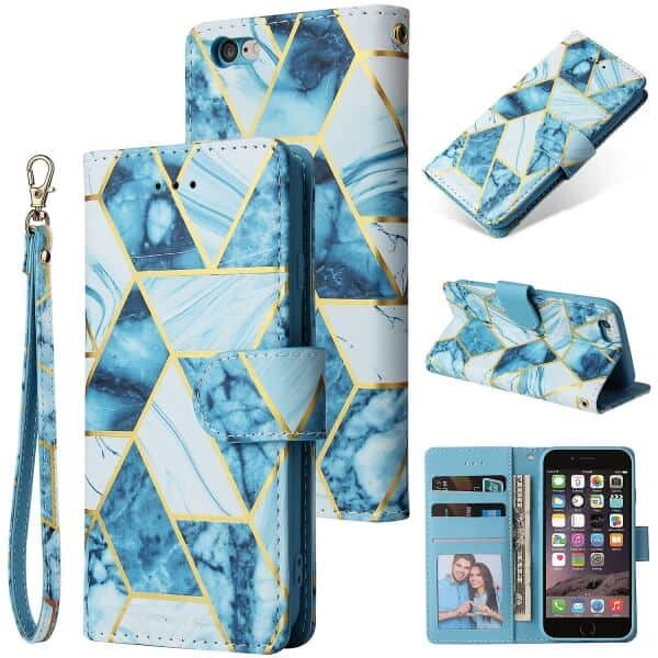 For Apple iPhone SE 2022/2020/8/7 Case Fashion Marble Painting Pattern Flip Wallet Case Leather Card Slots Stand Cover