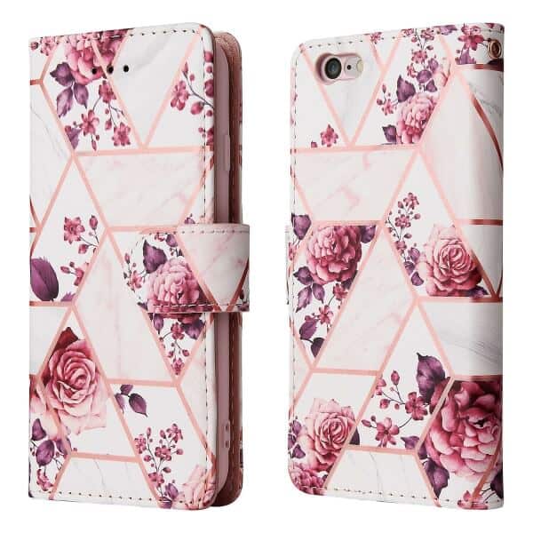 For Apple iPhone SE 2020 SE 2022 Case Fashion Marble Painting Pattern Flip Wallet Case Leather Card Slots Stand Cover (Rose Gold Gilding)