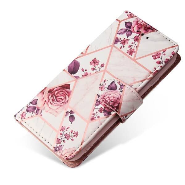 For Apple iPhone SE 2020 SE 2022 Case Fashion Marble Painting Pattern Flip Wallet Case Leather Card Slots Stand Cover (Rose Gold Gilding)