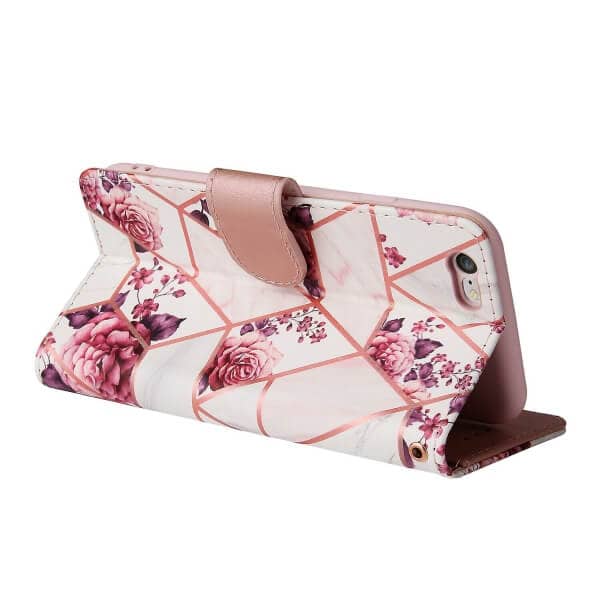 For Apple iPhone SE 2020 SE 2022 Case Fashion Marble Painting Pattern Flip Wallet Case Leather Card Slots Stand Cover (Rose Gold Gilding)