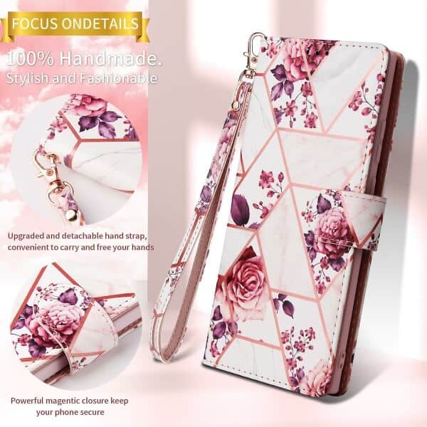 For Apple iPhone SE 2020 SE 2022 Case Fashion Marble Painting Pattern Flip Wallet Case Leather Card Slots Stand Cover (Rose Gold Gilding)