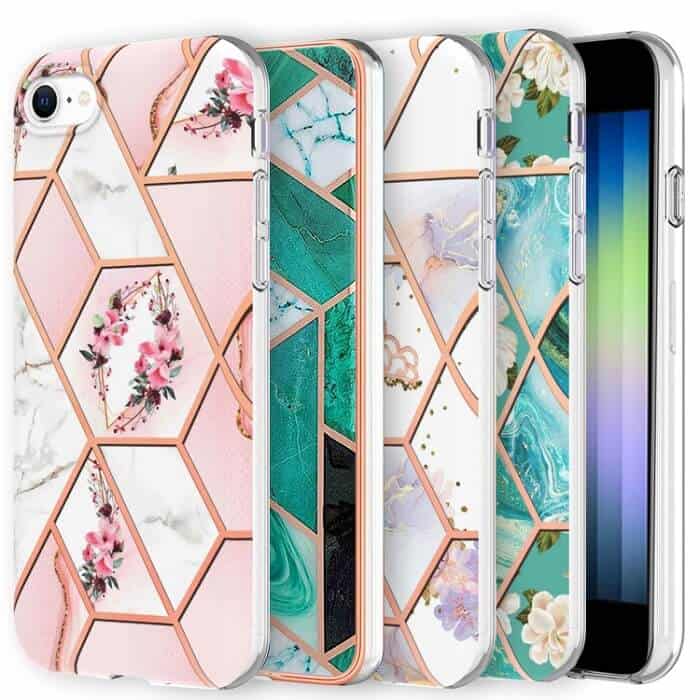 For Apple iPhone SE 2022 2020 7 8 Case Marble Pattern Slim Design Enhanced Camera and Screen Protection Cover