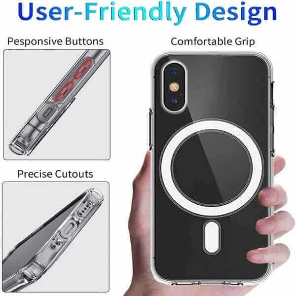 For Apple iPhone X XS MagSafe Magnetic Case with HaloLock Shockproof Military Grade Protection Scratch Resistant Back Clear Protective Cover