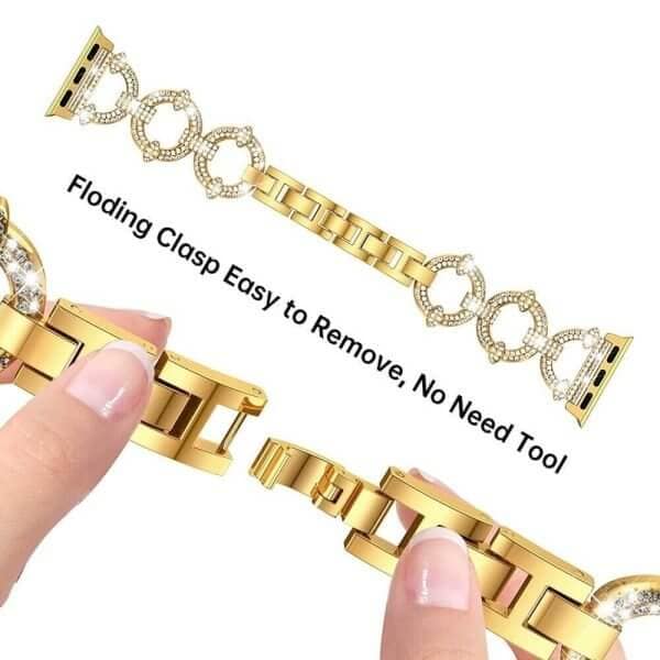 For Apple iWatch Round Bling Rhinestones 38 40 41 42 44 45 49mm Bracelet Strap Wristband