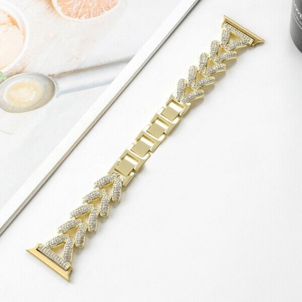 For Apple iWatch V Shape Bling Rhinestones 38 40 41 42 44 45 49mm Bracelet Strap Wristband