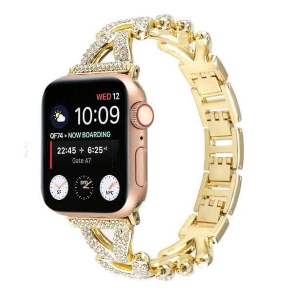 For Apple iWatch V Shape Bling Rhinestones 38 40 41 42 44 45 49mm Bracelet Strap Wristband
