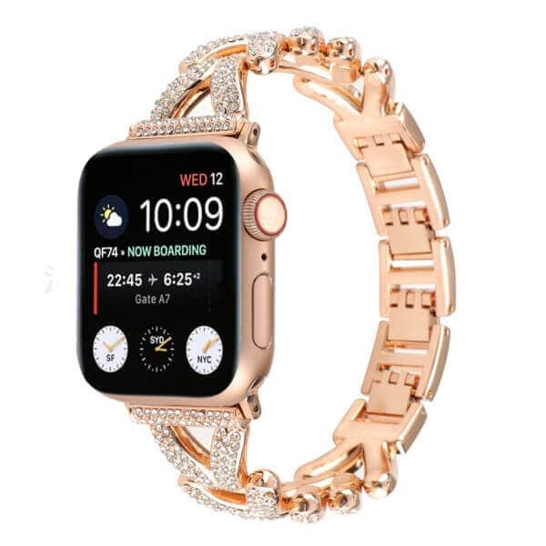 For Apple iWatch V Shape Bling Rhinestones 38 40 41 42 44 45 49mm Bracelet Strap Wristband
