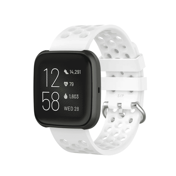 For Fitbit Versa 2 Replacement Wristband Adjustable Silicone Rubber Watch Band Kit Strap Loop (Sports White)