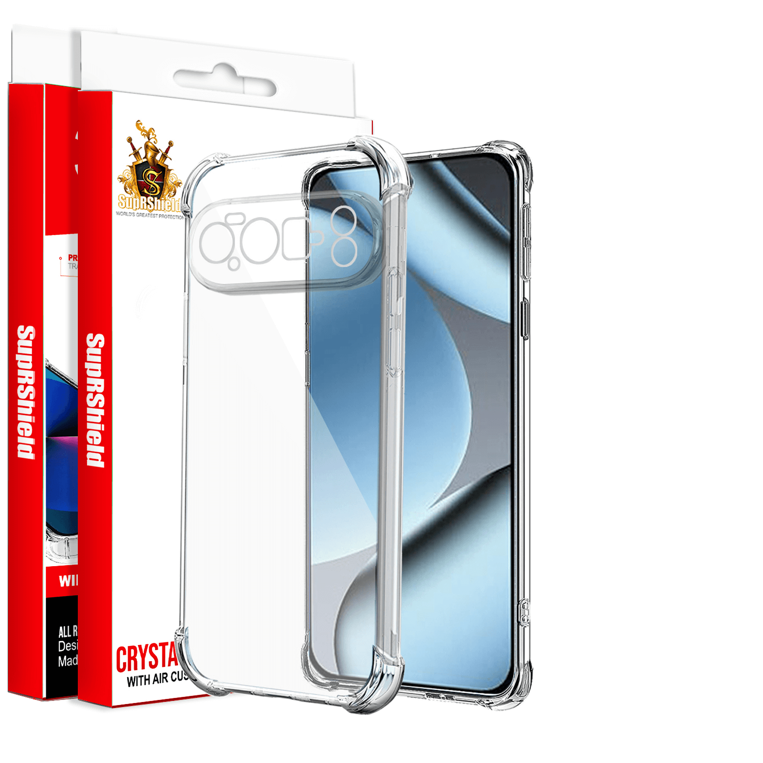 For Google Pixel 10/10 Pro/10 Pro XL 5G SupRShield Clear Case Shockproof Tough Gel Clear Transparent Air Cushion Cover (Transparent)