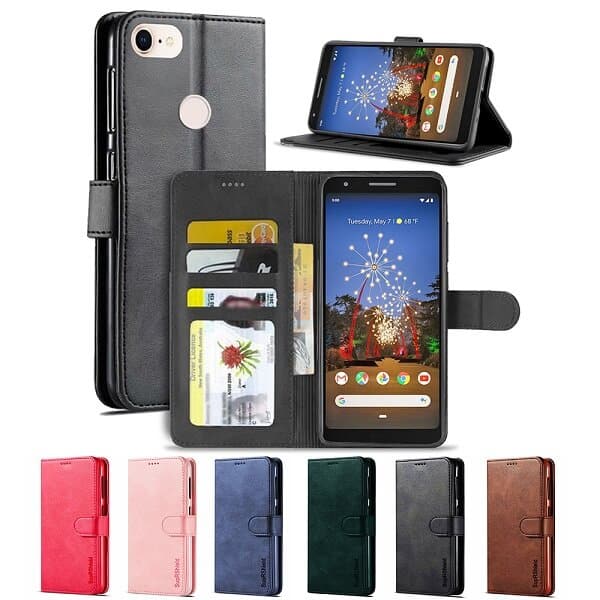 For Google Pixel 3a Genuine SupRShield Wallet Leather Flip Stand Magnetic Case Cover