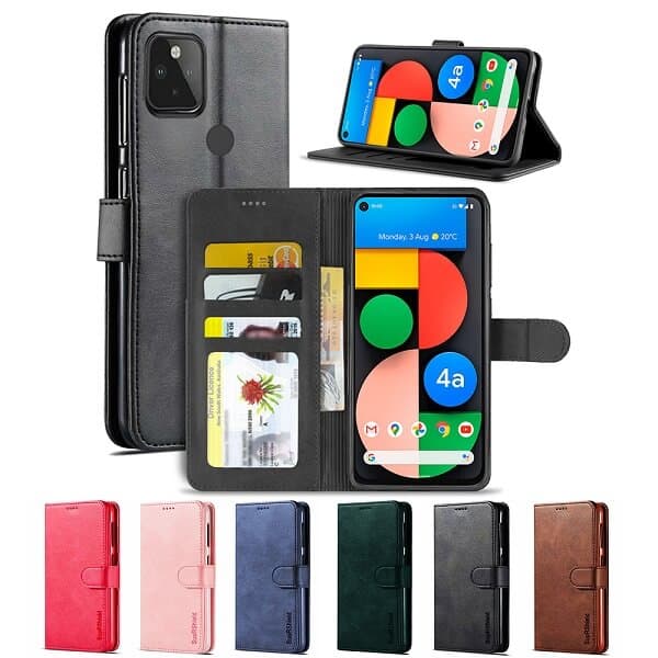 For Google Pixel 4a 5G Wallet Leather Flip Case Shockproof Magnetic Card Slots Cover