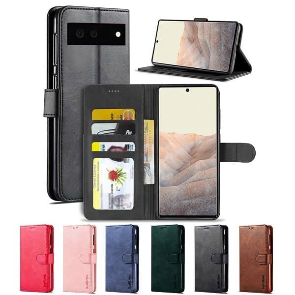 For Google Pixel 6 Wallet Case Flip Leather Card Slots Shockproof Magnetic Stand Cover