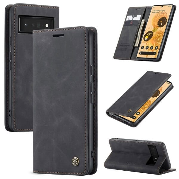 For Google Pixel 6A Caseme Case RFID Blocking Retro Flip Premium Leather Card Holder Wallet Cover