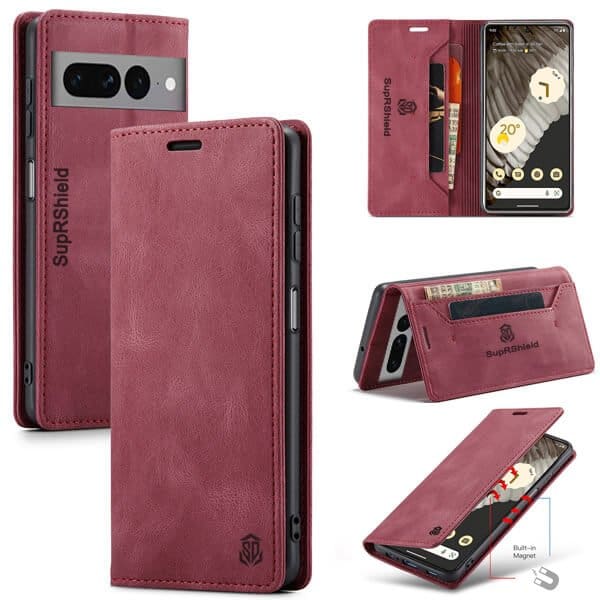 For Google Pixel 7 | 7A | 7 Pro Case RFID Blocking Retro Flip Premium Leather Card Holder Wallet Cover