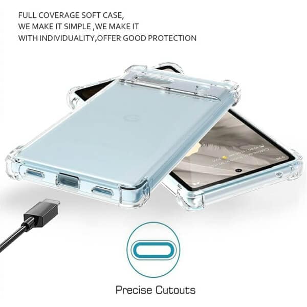 For Google Pixel 8, 8A, 8 Pro SupRShield Clear Case Shockproof Tough Gel Clear Transparent Air Cushion Cover (Transparent)