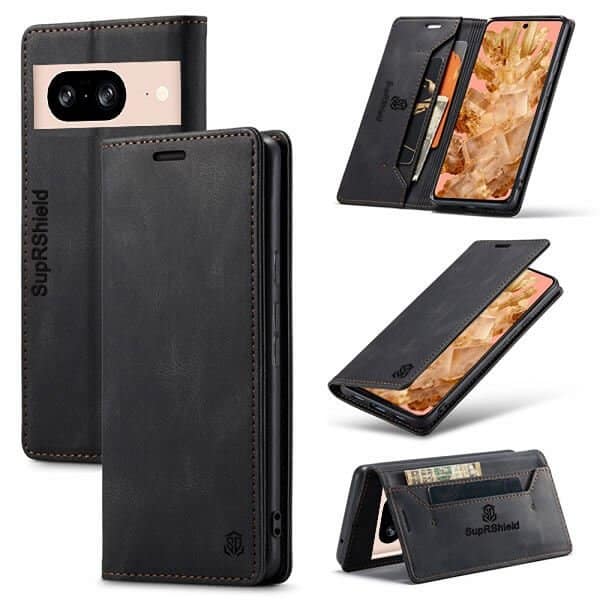 For Google Google Pixel 8 | 8 Pro Case RFID Blocking Retro Flip Premium Leather Card Holder Wallet Cover