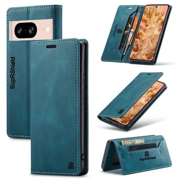 For Google Google Pixel 8 | 8 Pro Case RFID Blocking Retro Flip Premium Leather Card Holder Wallet Cover