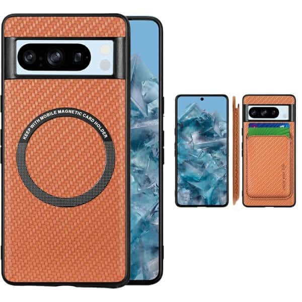 For Google Pixel 8 | 8 Pro MagSafe Card Holder, Carbon Fiber, Detachable Magnetic Wallet Slot Case Cover