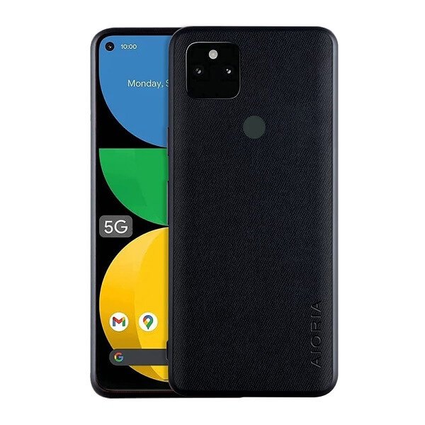 For Google pixel 5a 5G AIORIA Textile Fabric Shockproof Soft TPU Heavy Duty Slim Back Case Cover (Black)