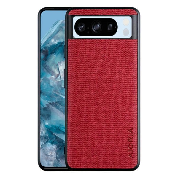 For Google pixel 8 Pro AIORIA Textile Fabric Shockproof Soft TPU Heavy Duty Slim Back Case Cover (Red)