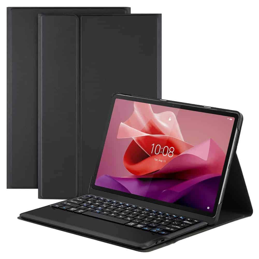 For Lenovo Tab P12 (12.7 inch) 2023 Detachable Wireless Bluetooth Keyboard and Flip Stand Leather Case Cover