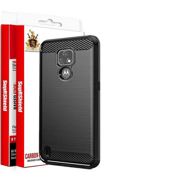 For Motorola Moto E7 SupRShield Case Shockproof Heavy Duty Rugged Anti Knock Slim Fit Phone Back Cover (Black)