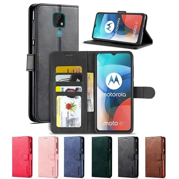 For Motorola Moto E7 Wallet Case Flip Leather Magnetic Stand Shockproof Cover