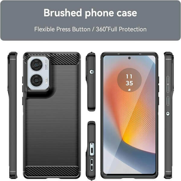 For Motorola Moto Edge 50 Fusion SupRShield Case Shockproof Heavy Duty Rugged Anti Knock Back Cover (Black)